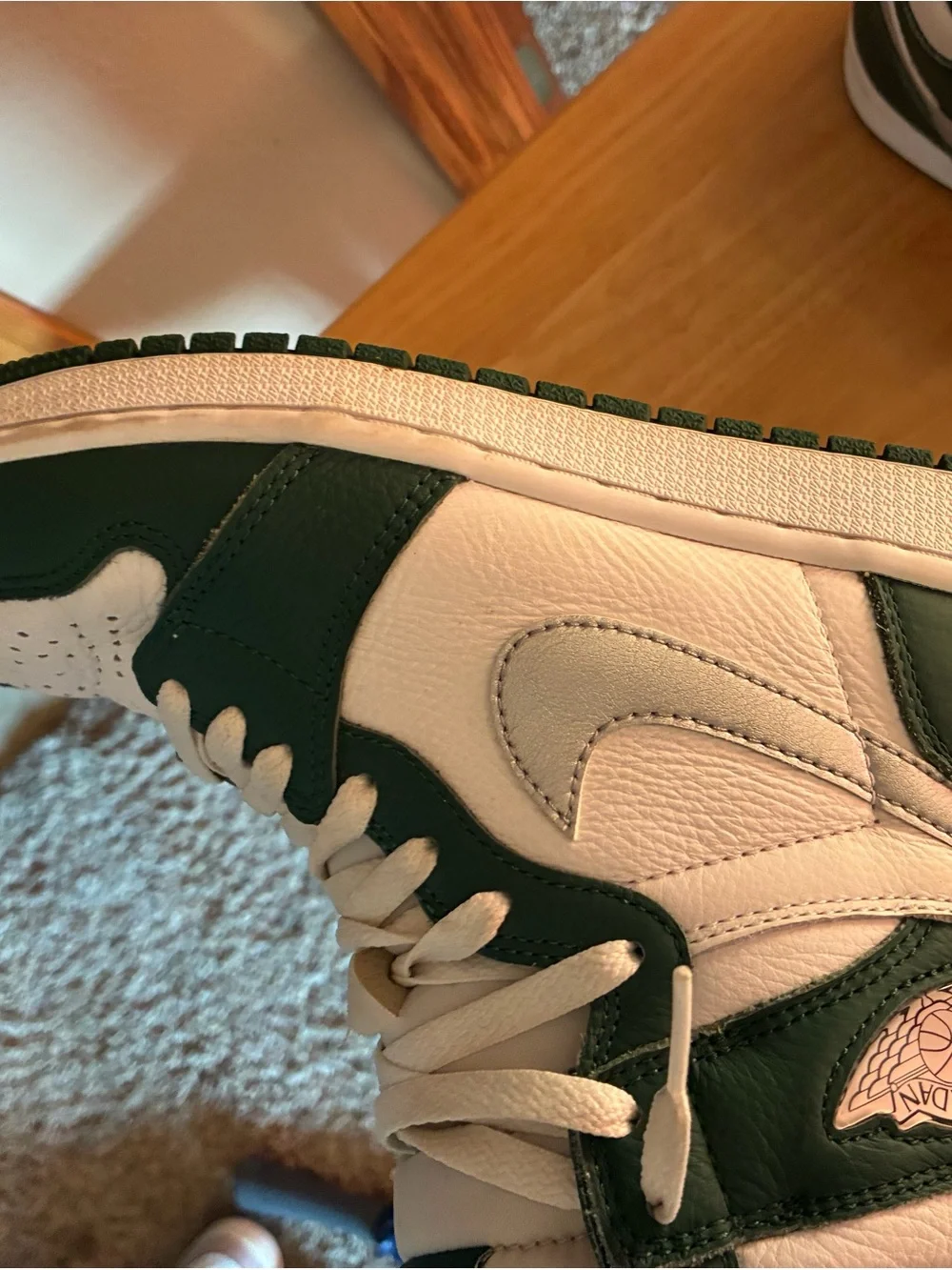 Nike Air Jordan 1 High Top Sneakers - Green, White & Silver